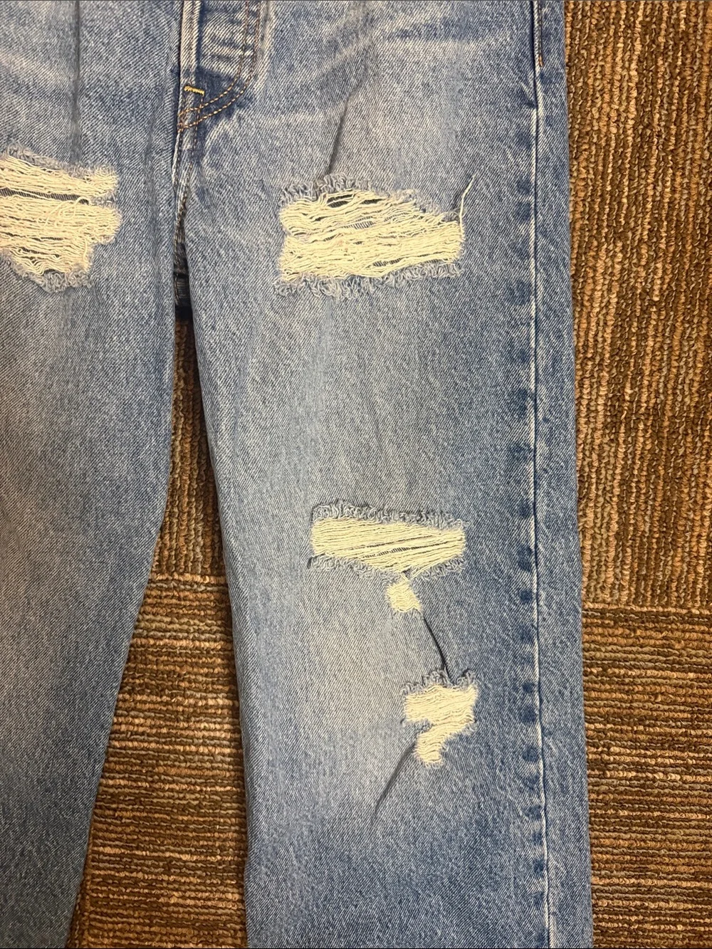 Levi's Premium Big E Rare Blank Tab Light Blue Distressed Straight Jeans